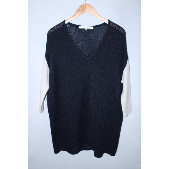 Ulla Johnson Sweaters - Ulla Johnson Women's Navy Blue White V-Neck Sweater Size Small
